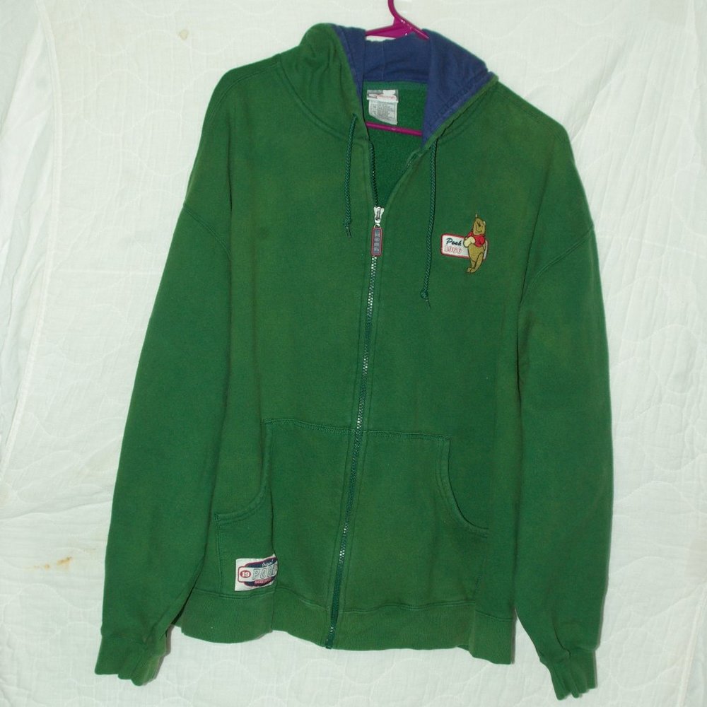 Retired Disney Store Winnie the Pooh Embroidered Zip-up Hoodie Sweatshirt